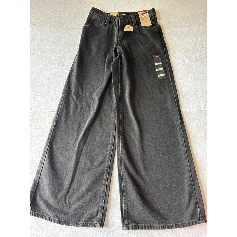 Levis 94 Baggy Wide Leg Jeans Womens 25x31 Washed Black Mid Rise Denim NWT